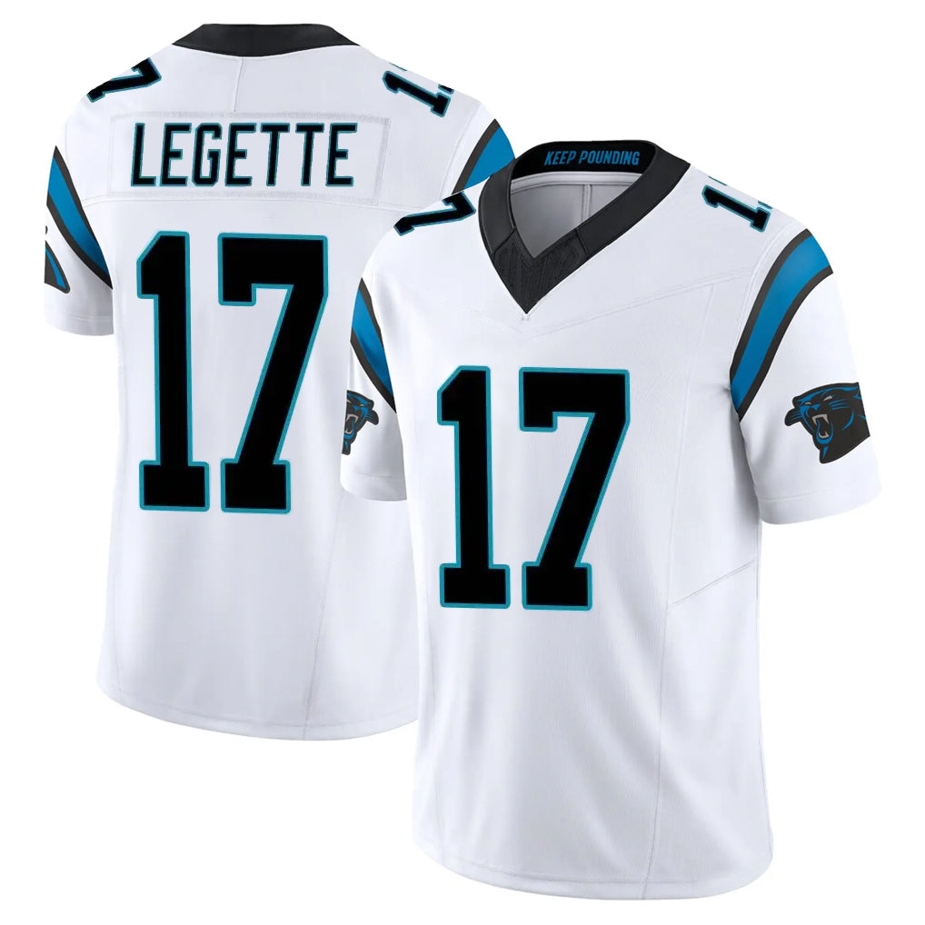 Punc C.Panthers #17 Xavier Legette Player White Vapor F.U.S.E. Limited Home Game Stitched Jerseys