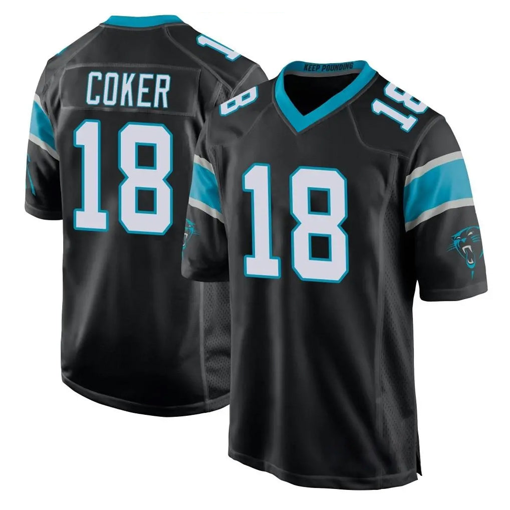 Punc C.Panthers #18 Jalen Coker Player Black Game Stitched Jerseys