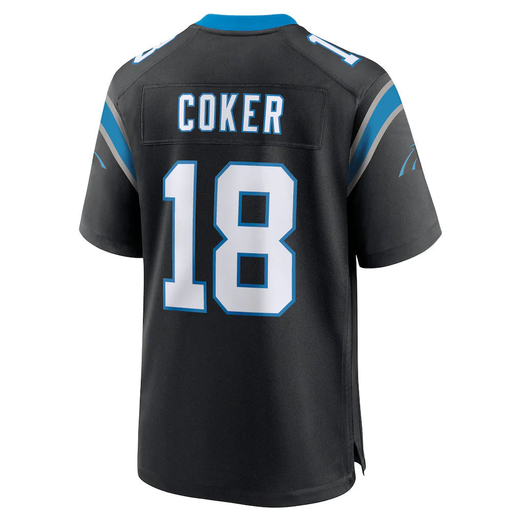 Punc C.Panthers #18 Jalen Coker Player Black Home Game Stitched Jerseys