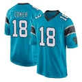 Punc C.Panthers #18 Jalen Coker Player Blue Game Stitched Jerseys