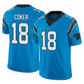 Punc C.Panthers #18 Jalen Coker Player Blue Vapor F.U.S.E. Limited Home Game Stitched Jerseys