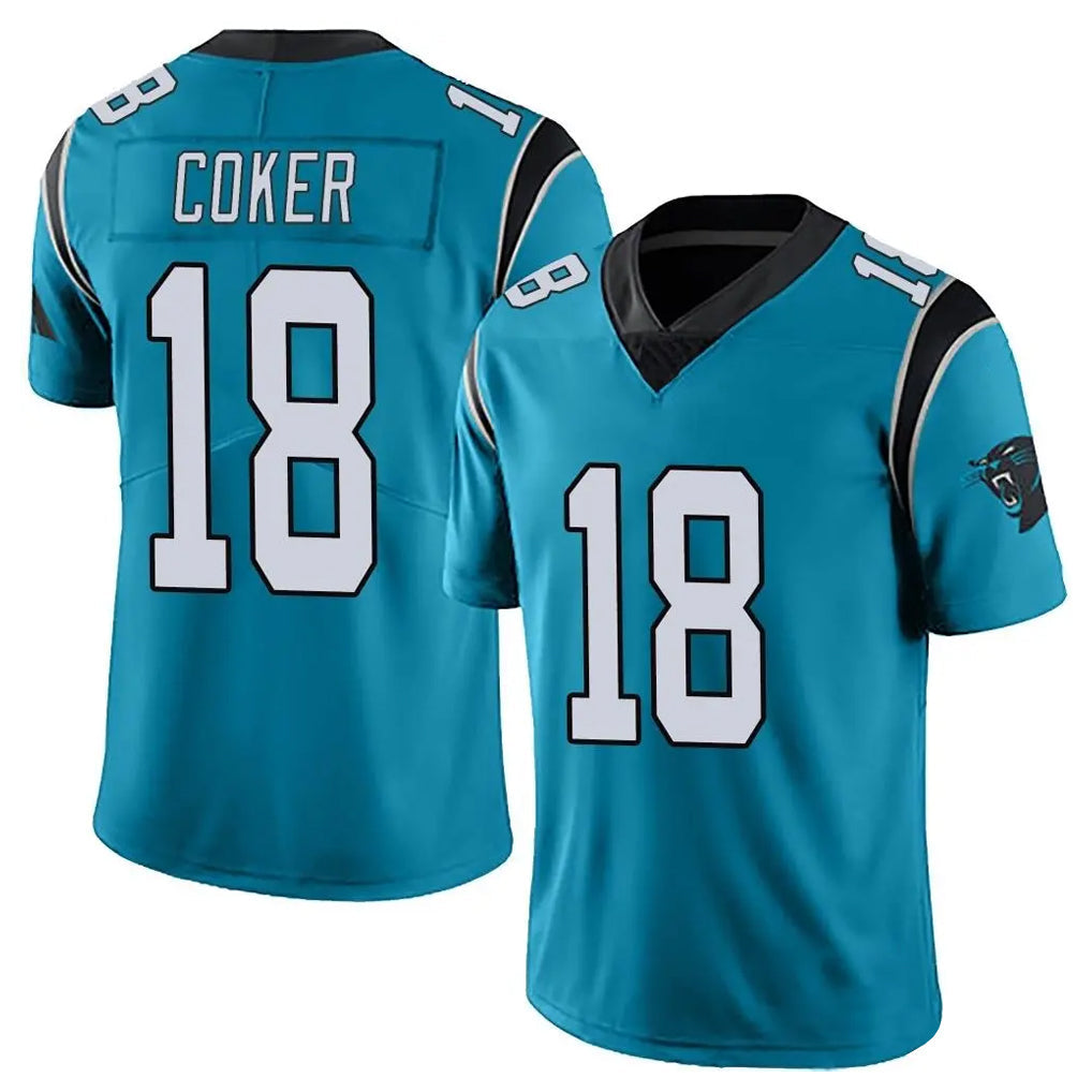 Punc C.Panthers #18 Jalen Coker Player Blue Vapor Untouchable Limited Game Stitched Jerseys