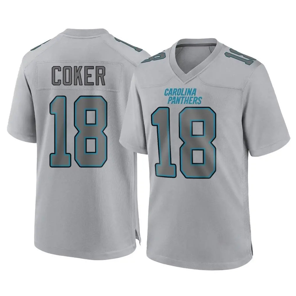 Punc C.Panthers #18 Jalen Coker Player Gray Atmosphere Fashion Game Stitched Jerseys