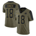 Punc C.Panthers #18 Jalen Coker Player Olive Salute to Service Limited Game Stitched Jerseys