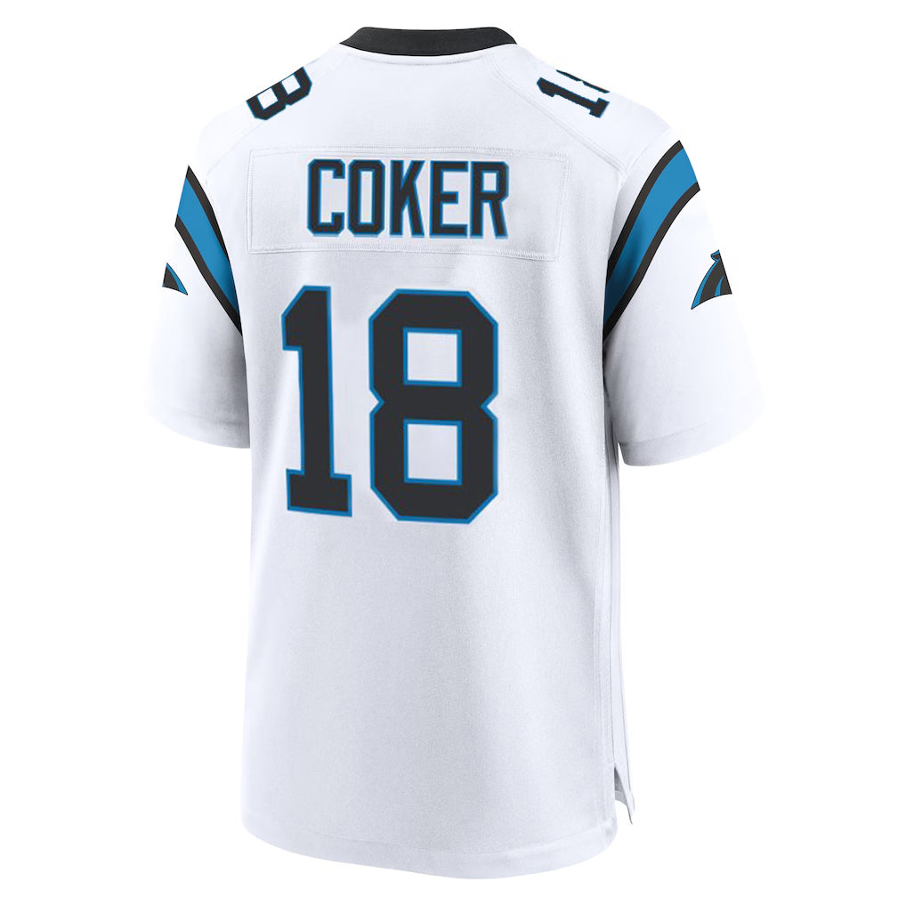Punc C.Panthers #18 Jalen Coker Player White Home Game Stitched Jerseys