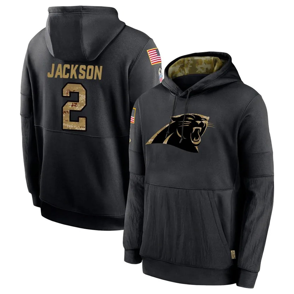 Punc C.Panthers #2 Michael Jackson Player Black Salute to Service Pullover Hoodies Limited Game Stitched Jerseys