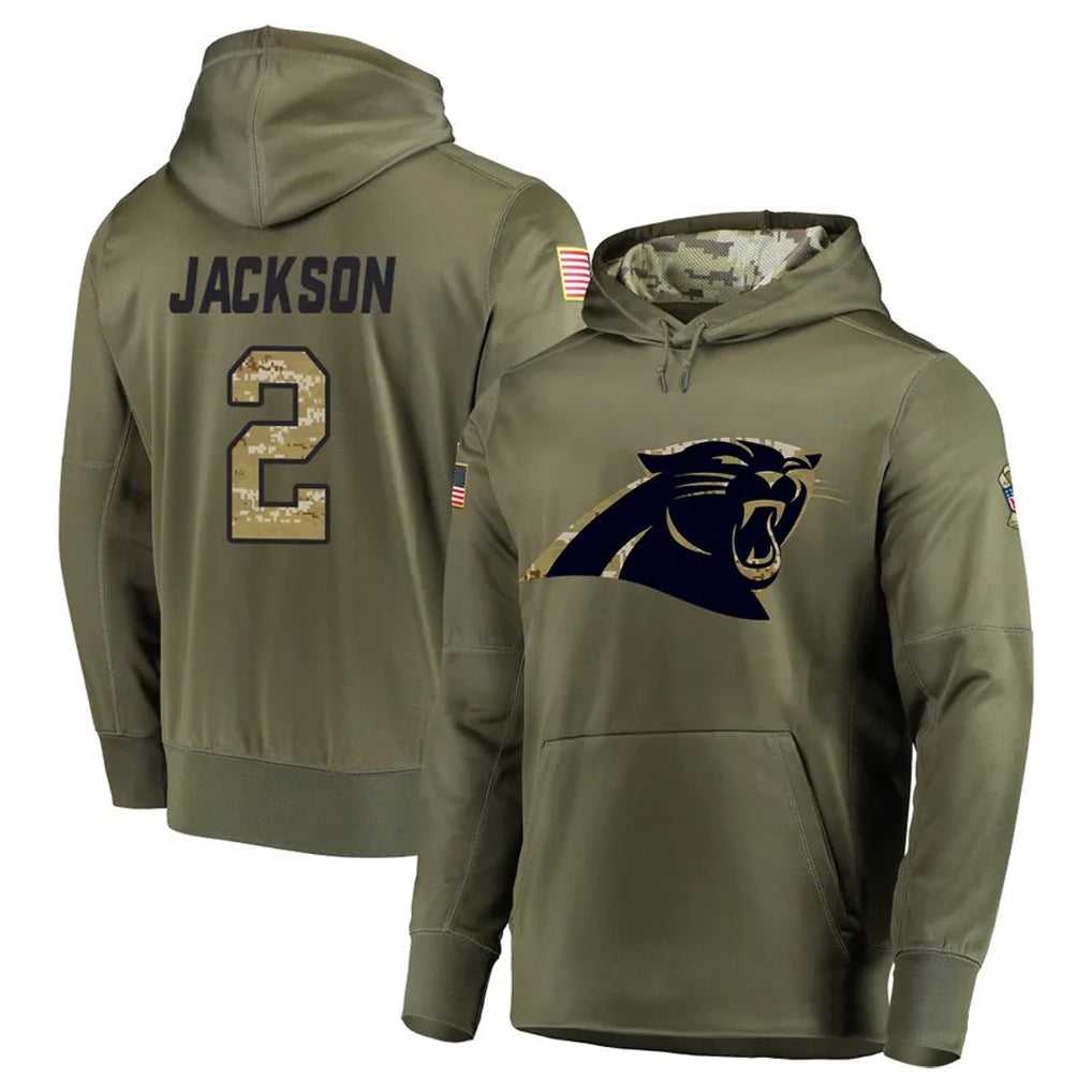 Punc C.Panthers #2 Michael Jackson Player Olive Salute to Service Hoodies Stitched Jerseys
