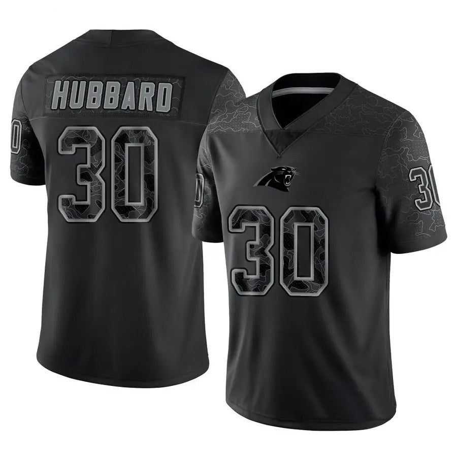 Punc C.Panthers #30 Chuba Hubbard Player Black Limited Reflective Stitched Jerseys