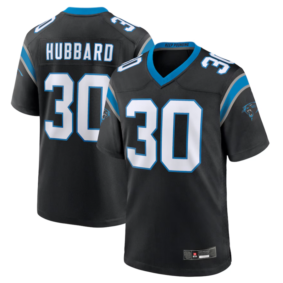 Punc C.Panthers #30 Chuba Hubbard Player Black Team Game Stitched Jerseys
