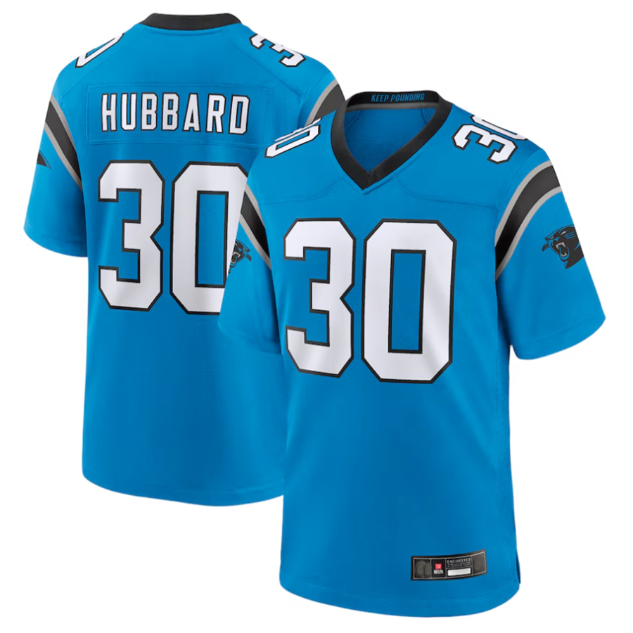 Punc C.Panthers #30 Chuba Hubbard Player Blue Game Stitched Jerseys