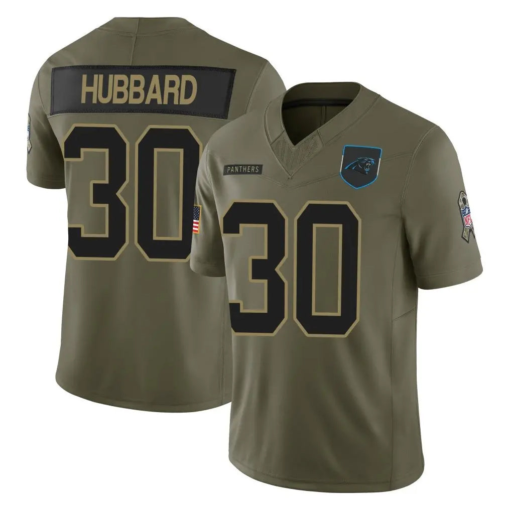 Punc C.Panthers #30 Chuba Hubbard Player Olive Salute to Service Limited Home Game Stitched Jerseys