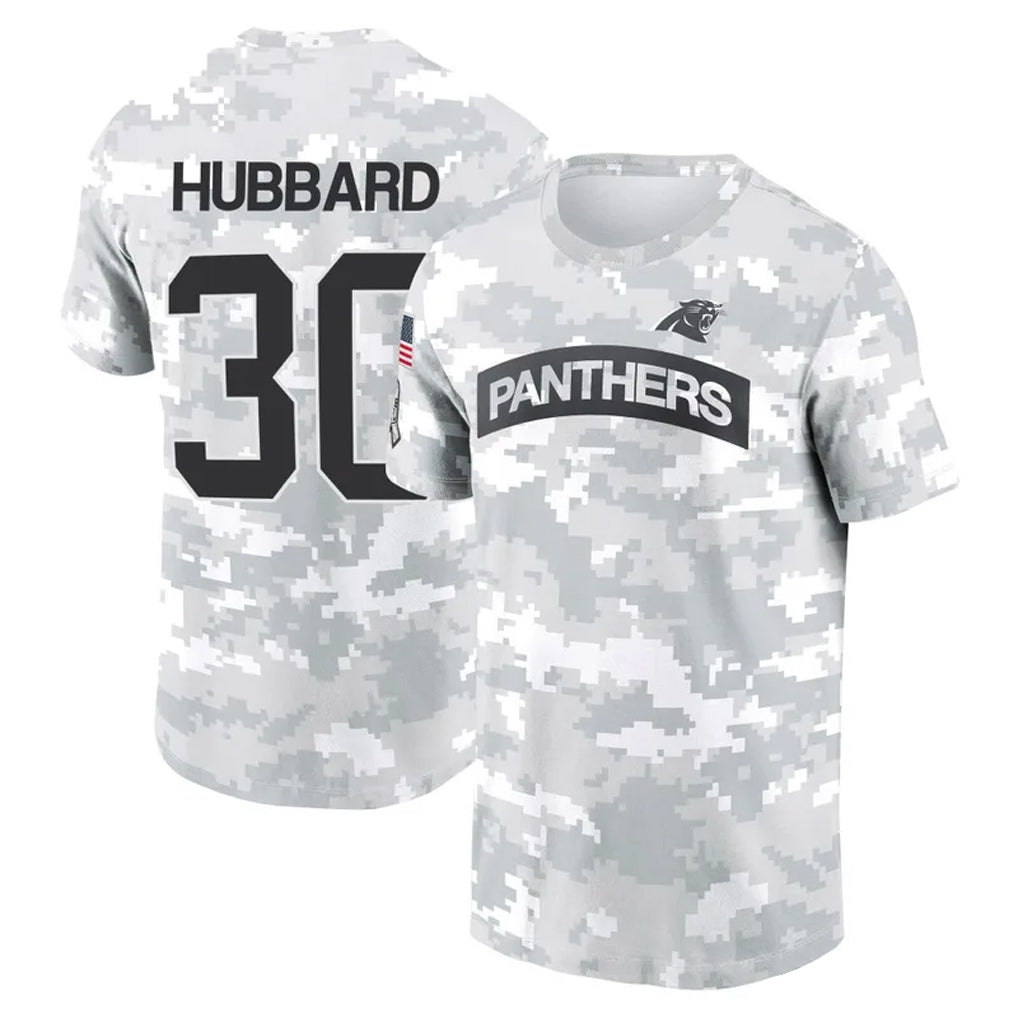 Punc C.Panthers #30 Chuba Hubbard Player Salute to Service Hoodies & T-Shirts Stitched Jerseys