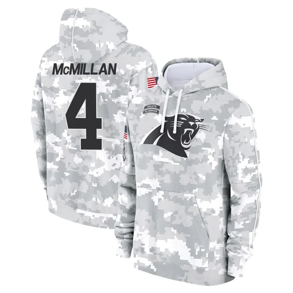 Punc C.Panthers #4 Tetairoa McMillan Player Arctic Camo Salute to Service Limited Hoodies Stitched Jerseys