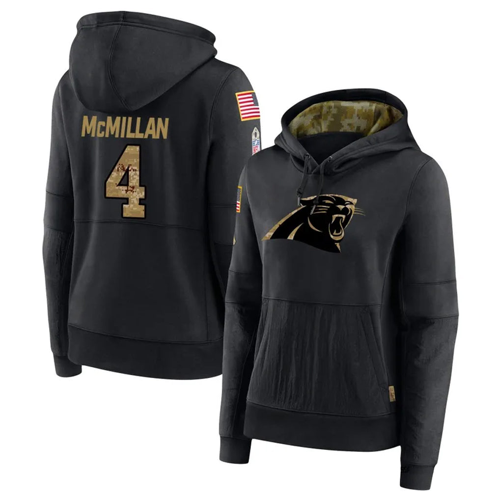 Punc C.Panthers #4 Tetairoa McMillan Player Black Salute to Service Hoodies Stitched Jerseys