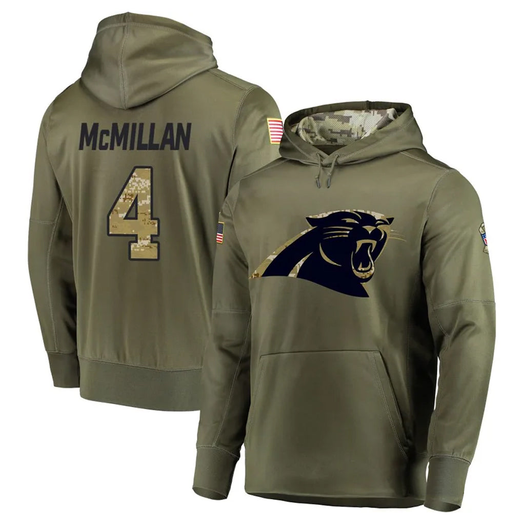 Punc C.Panthers #4 Tetairoa McMillan Player Olive Salute to Service Limited Hoodies Stitched Jerseys