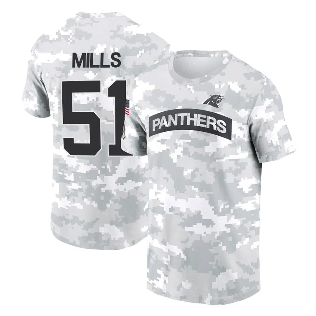 Punc C.Panthers #51 Sam Mills Player Arctic Camo Salute to Service T-Shirt Hoodies Stitched Jerseys