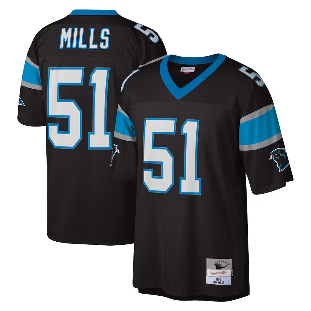 Punc C.Panthers #51 Sam Mills Player Black Mitchell & Ness Legacy Replica Stitched Jerseys