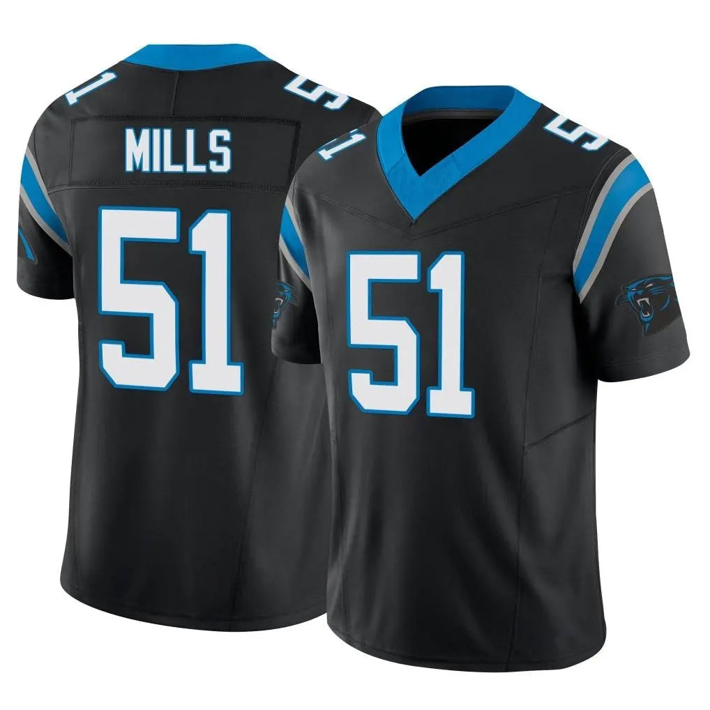 Punc C.Panthers #51 Sam Mills Player Black Vapor F.U.S.E. Limited Home Game Stitched Jerseys