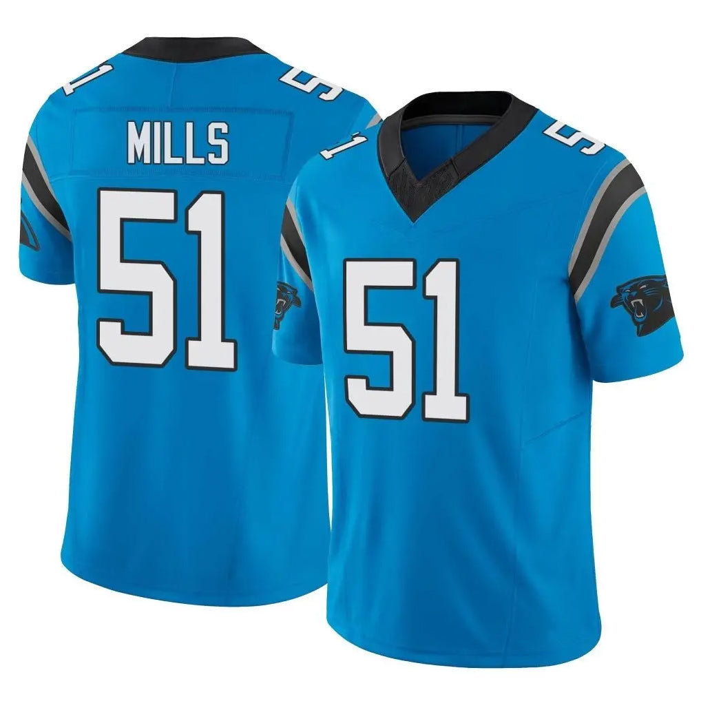 Punc C.Panthers #51 Sam Mills Player Blue Vapor F.U.S.E. Limited Home Game Stitched Jerseys