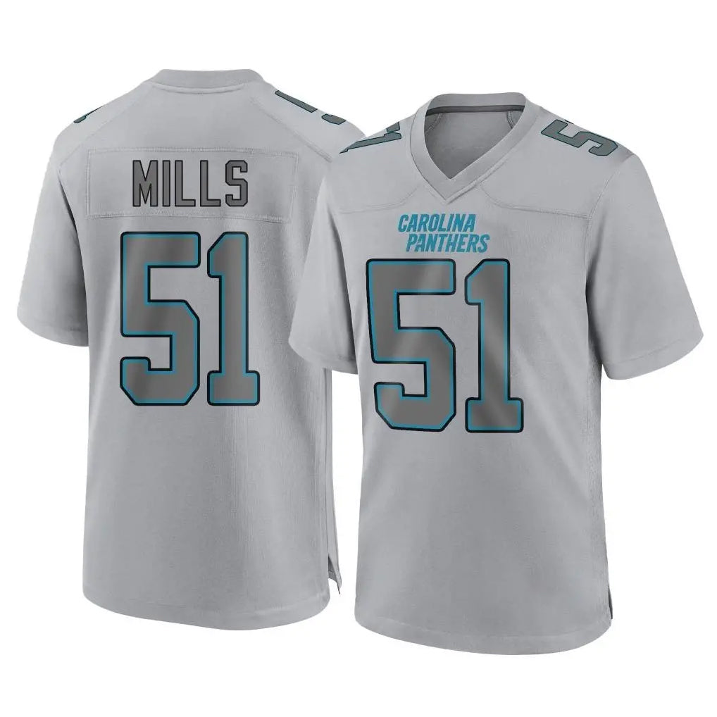 Punc C.Panthers #51 Sam Mills Player Gray Atmosphere Fashion Game Stitched Jerseys