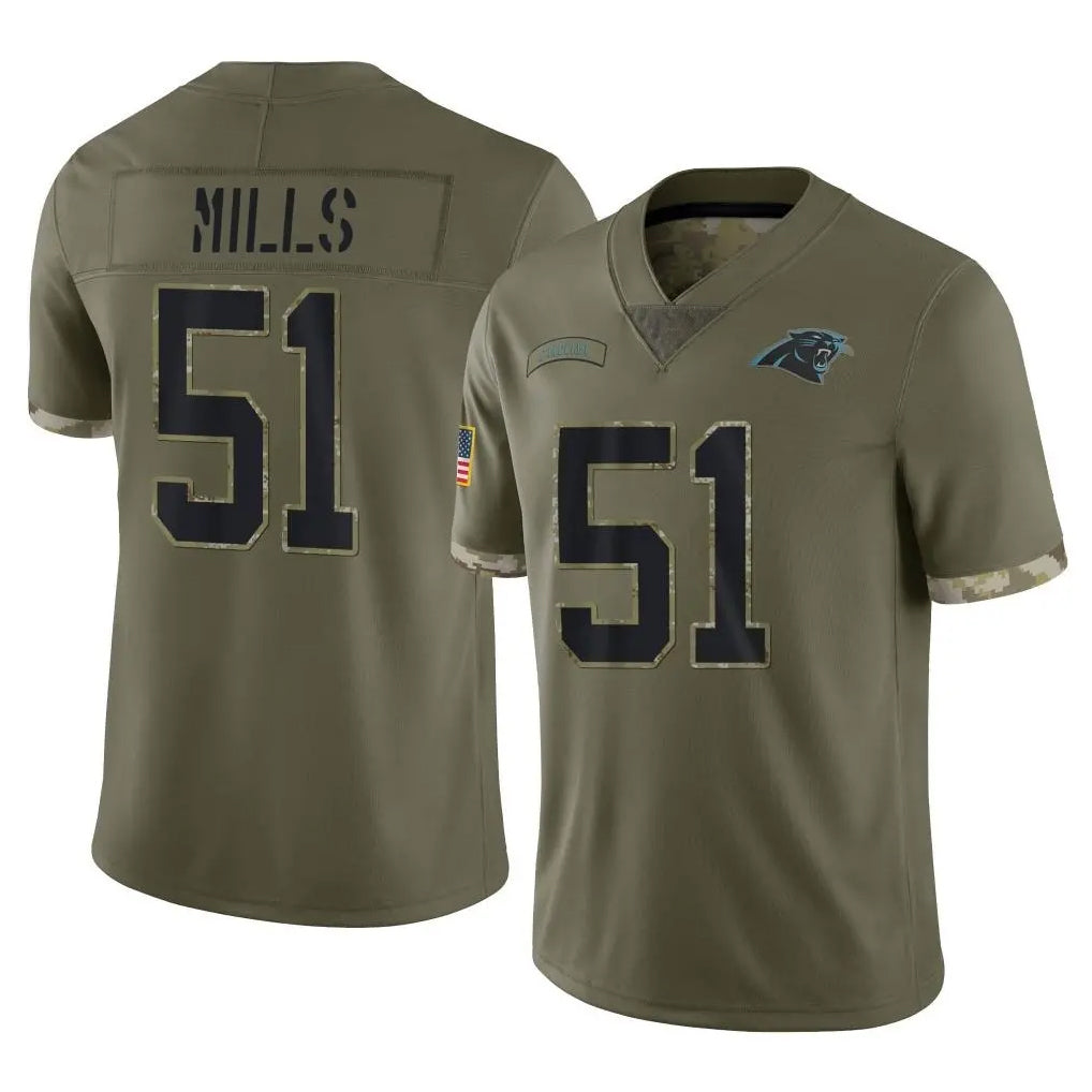 Punc C.Panthers #51 Sam Mills Player Olive Salute to Service Game Stitched Jerseys