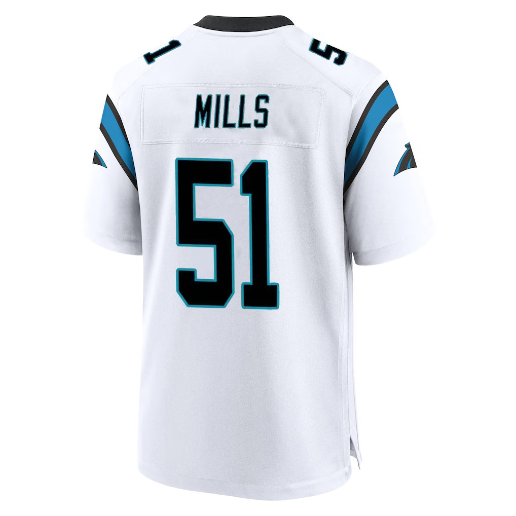 Punc C.Panthers #51 Sam Mills Player White Home Game Stitched Jerseys