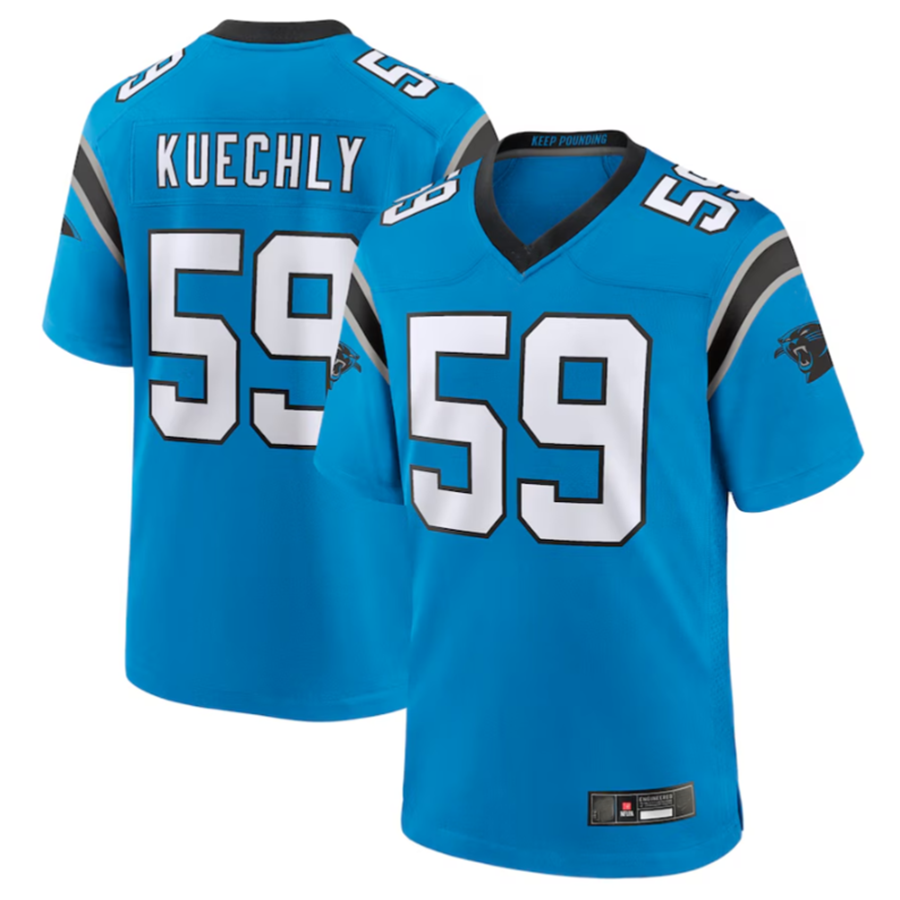 Punc C.Panthers #59 Luke Kuechly Blue Retired Player Game Jersey Stitched American Stitched Jerseys