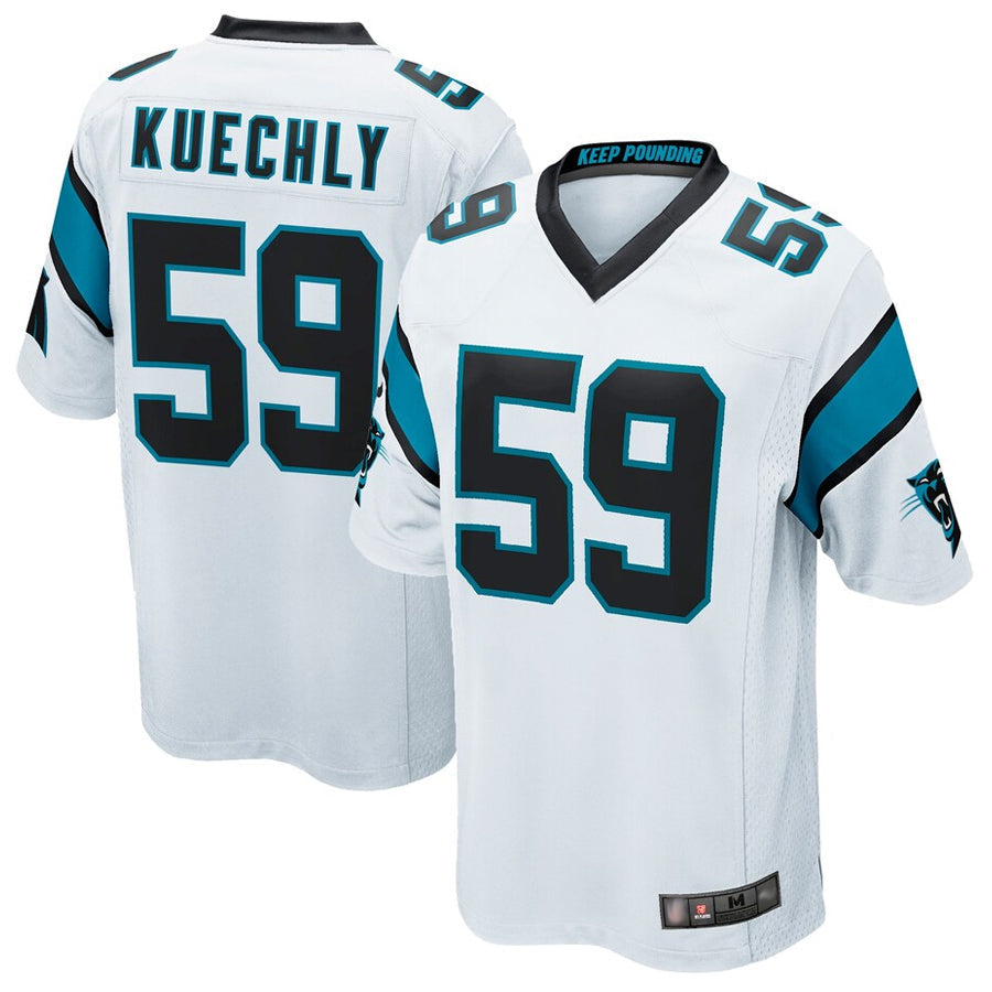 Punc C.Panthers #59 Luke Kuechly Player White Home Game Stitched Jerseys