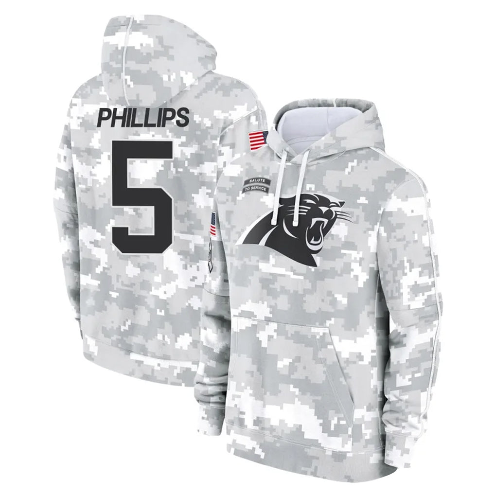 Punc C.Panthers #5 Jaelan Phillips Player Arctic Camo Salute to Service Pullover Hoodies Limited Game Stitched Jerseys