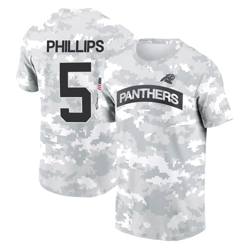 Punc C.Panthers #5 Jaelan Phillips Player Arctic Camo Salute to Service T-Shirt Hoodies Stitched Jerseys