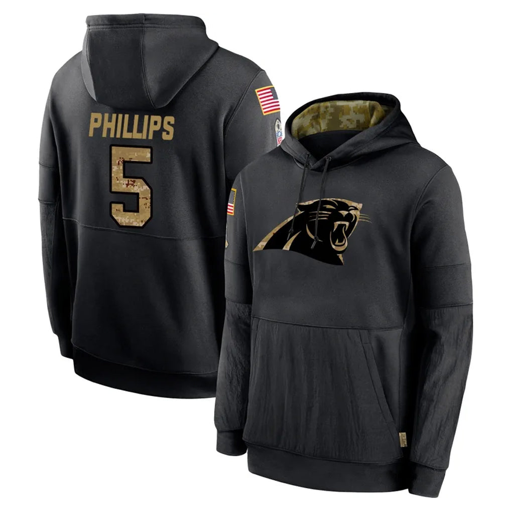 Punc C.Panthers #5 Jaelan Phillips Player Black Salute to Service Pullover Hoodies Limited Game Stitched Jerseys