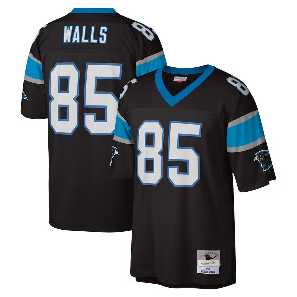 Punc C.Panthers #85 Wesley Walls Player Black Mitchell & Ness Legacy Replica Stitched Jerseys