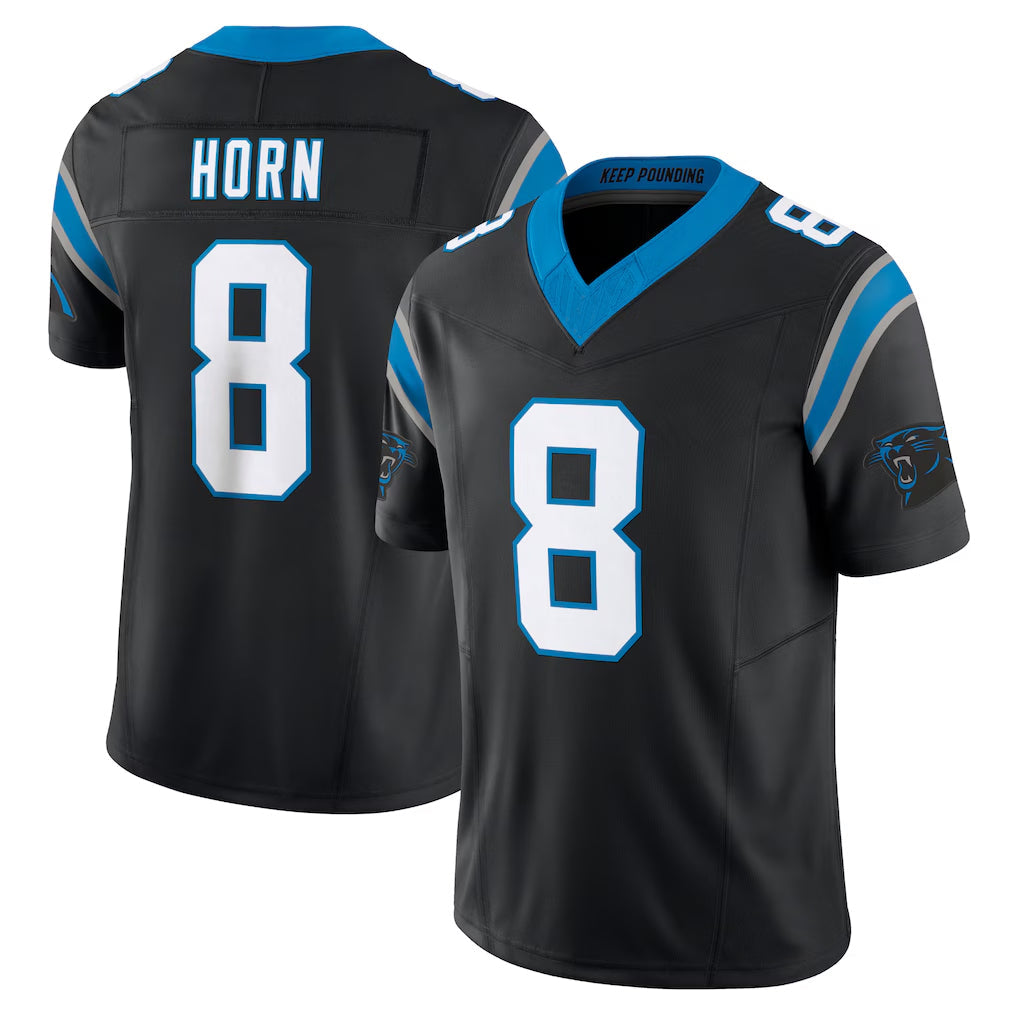 Punc C.Panthers #8 Jaycee Horn Player Black Vapor F.U.S.E. Limited Home Game Stitched Jerseys