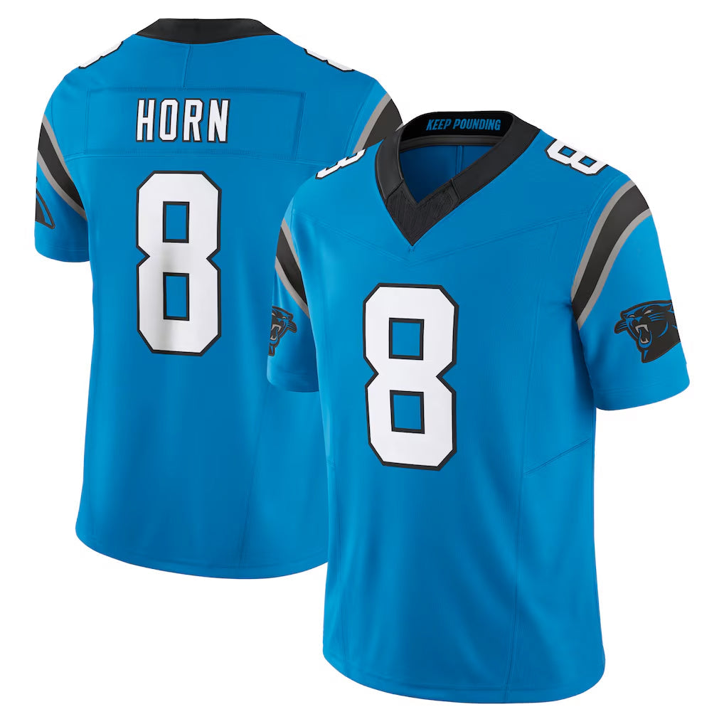 Punc C.Panthers #8 Jaycee Horn Player Blue Vapor F.U.S.E. Limited Home Game Stitched Jerseys