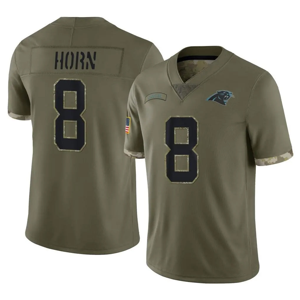 Punc C.Panthers #8 Jaycee Horn Player Olive Salute to Service Game Stitched Jerseys