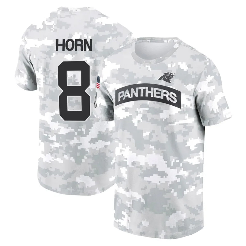Punc C.Panthers #8 Jaycee Horn Player Salute to Service Hoodies & T-Shirts Stitched Jerseys
