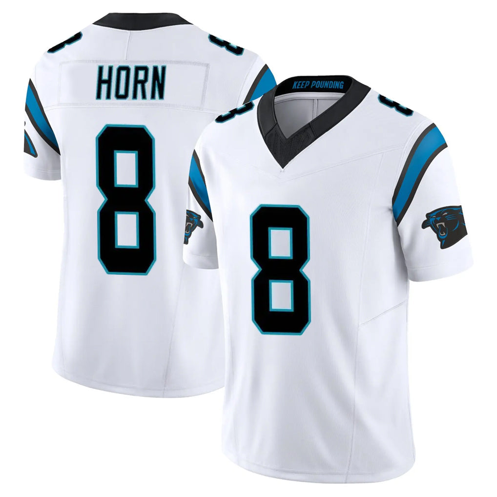 Punc C.Panthers #8 Jaycee Horn Player White Vapor F.U.S.E. Limited Home Game Stitched Jerseys