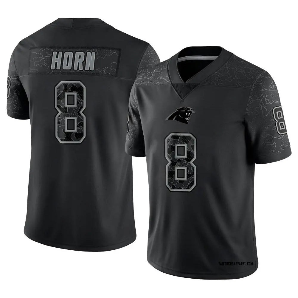 Punc C.Panthers #8 Jaycee Horn Player Black RFLCTV Limited Stitched Jerseys