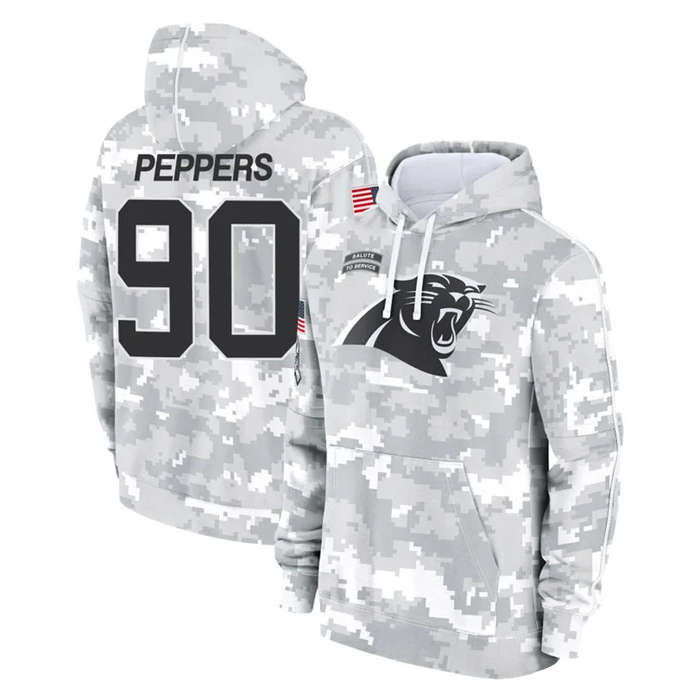 Punc C.Panthers #90 Julius Peppers Player Arctic Camo Salute to Service Pullover Hoodies Limited Game Stitched Jerseys