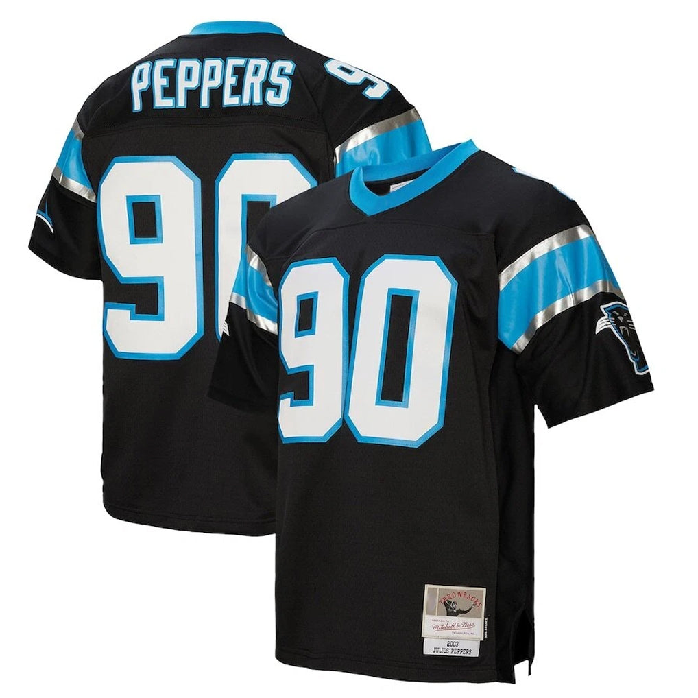 Punc C.Panthers #90 Julius Peppers Player Black Mitchell & Ness Legacy Replica Stitched Jerseys
