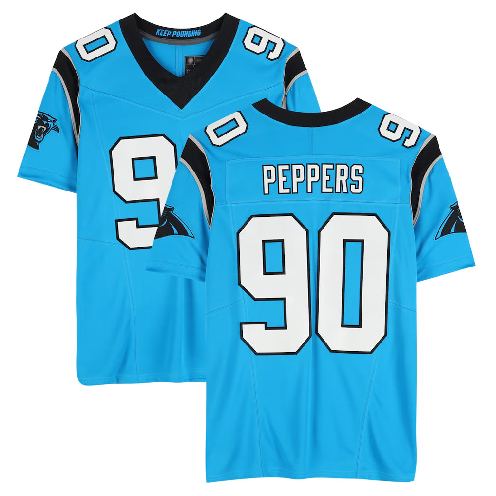 Punc C.Panthers #90 Julius Peppers Player Blue Mitchell & Ness Legacy Replica Stitched Jerseys