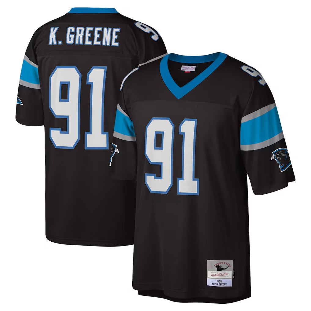 Punc C.Panthers #91 Kevin Greene Player Black Mitchell & Ness Legacy Replica Stitched Jerseys