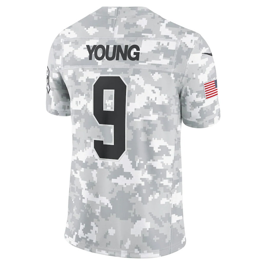 Punc C.Panthers #9 Bryce Young Arctic Camo 2024 Salute to Service Limited Stitched Jerseys