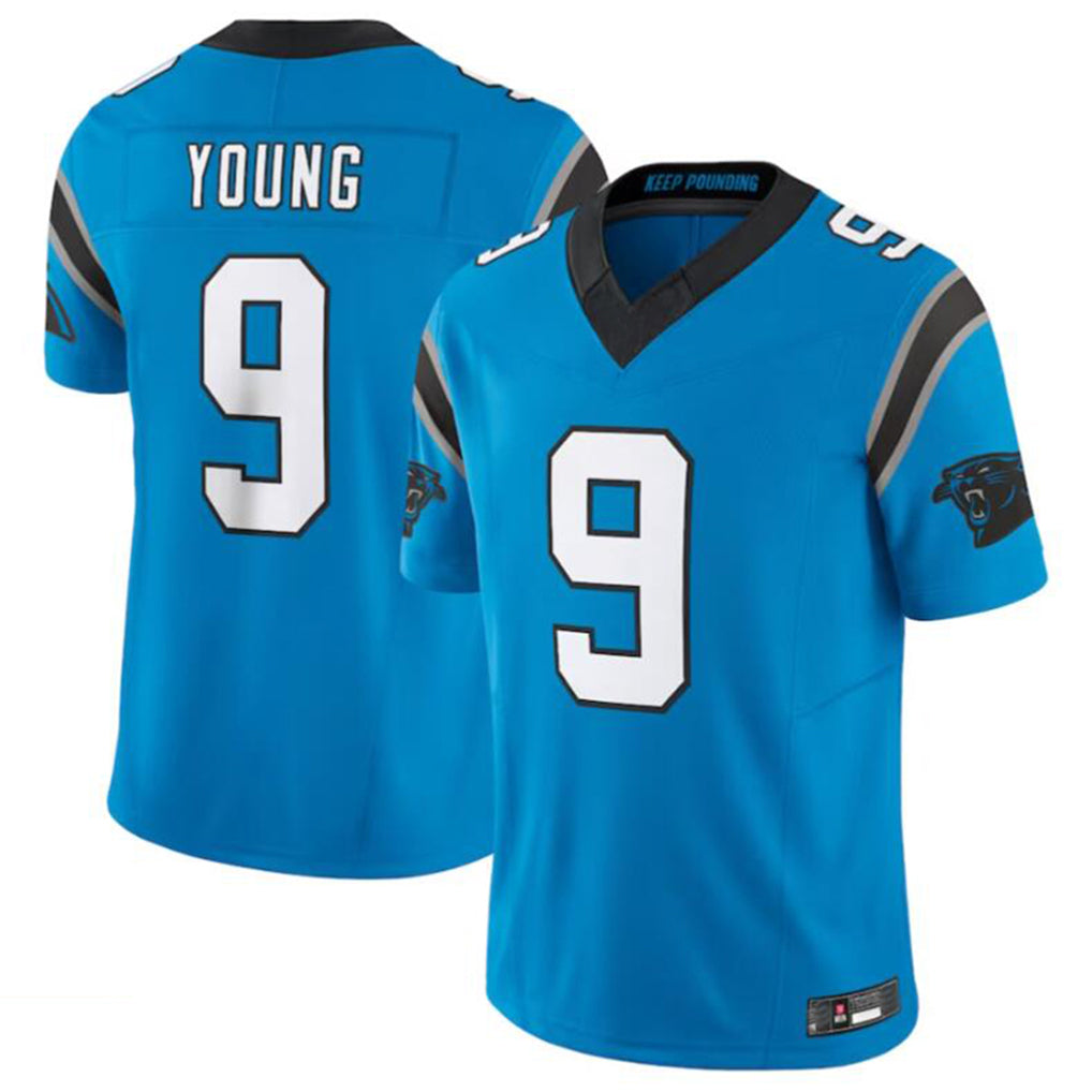 Punc C.Panthers #9 Bryce Young Blue Vapor F.U.S.E. Limited Home Game Stitched Jerseys