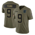 Punc C.Panthers #9 Bryce Young Player Olive Salute to Service Limited Home Game Stitched Jerseys