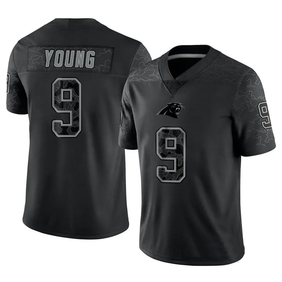Punc C.Panthers #9 Bryce Young Player Black REFLECTIVE Limited Stitched Jerseys
