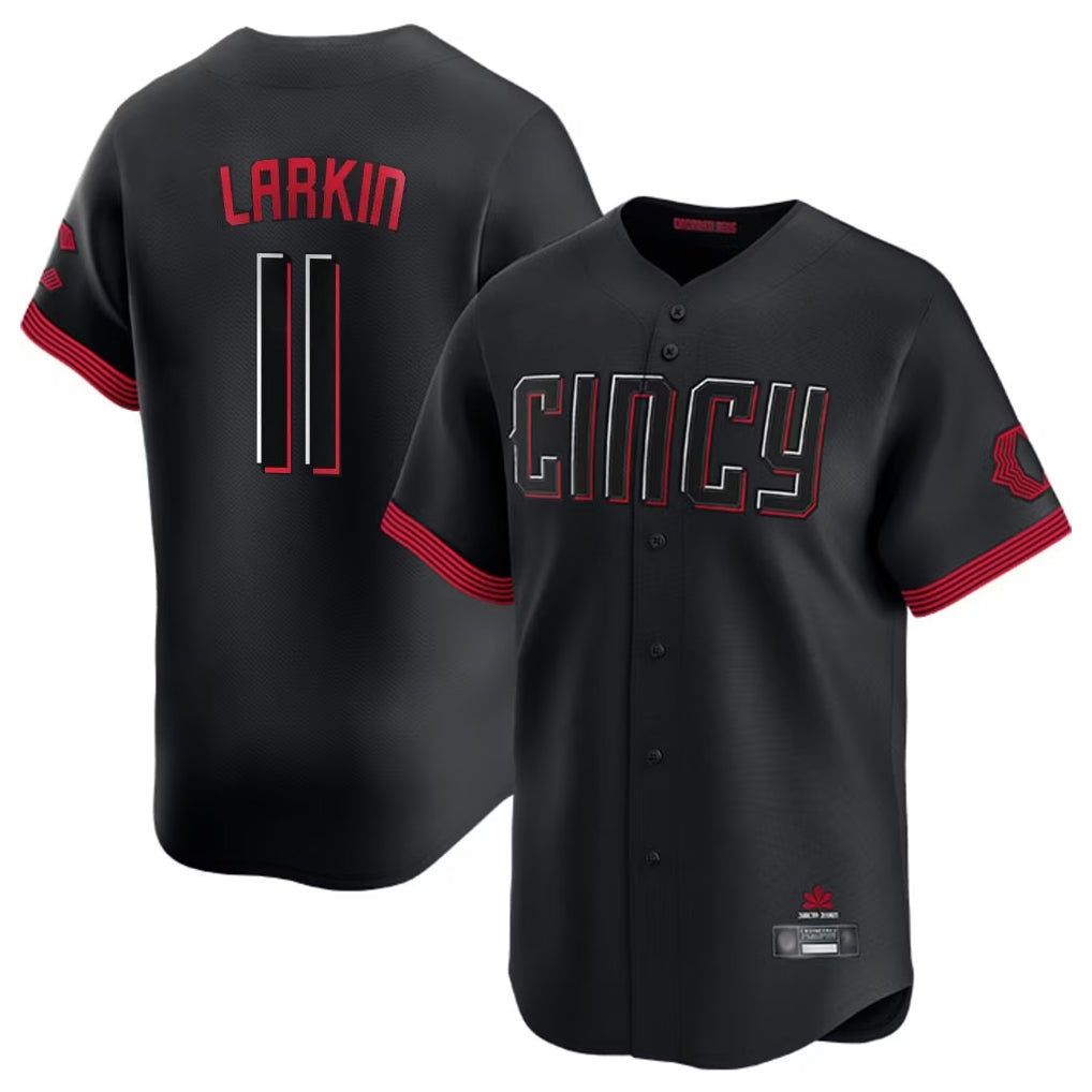 Punc C.Reds #11 Barry Larkin Player Black City Connect Home Limited Stitched Jerseys