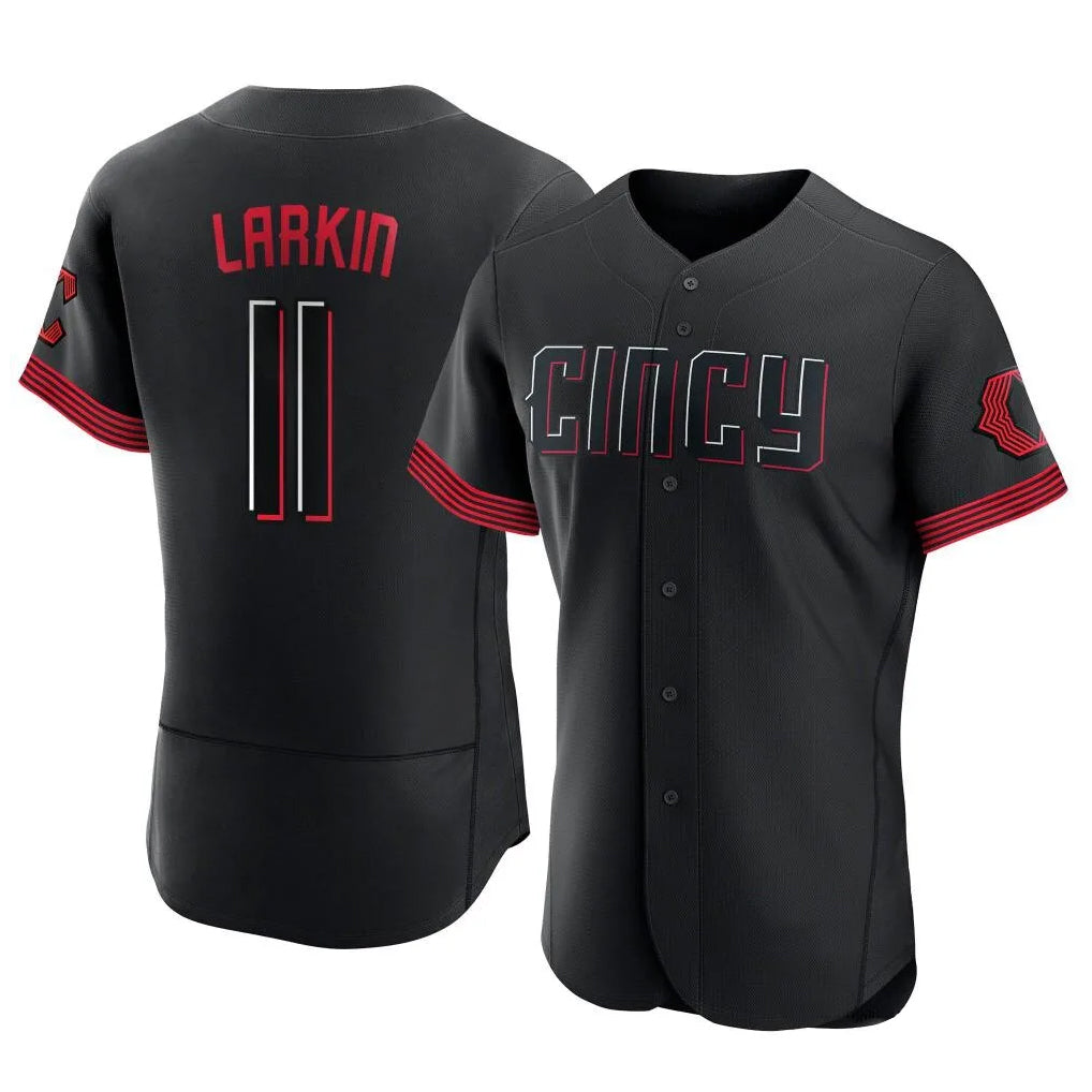 Punc C.Reds #11 Barry Larkin Player Black City Connect Limited Elite Home Stitched Jerseys