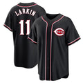 Punc C.Reds #11 Barry Larkin Player Black Fashion Out Home Game Stitched Jerseys