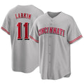 Punc C.Reds #11 Barry Larkin Player Gray Home Game Stitched Jerseys